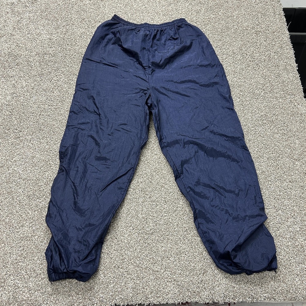 Vintage Acti Exchange Track Pants Mens Medium Blue Nylon Lined Elastic Waist
